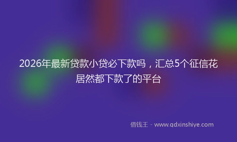 2026年最新贷款小贷必下款吗，汇总5个征信花居然都下款了的平台