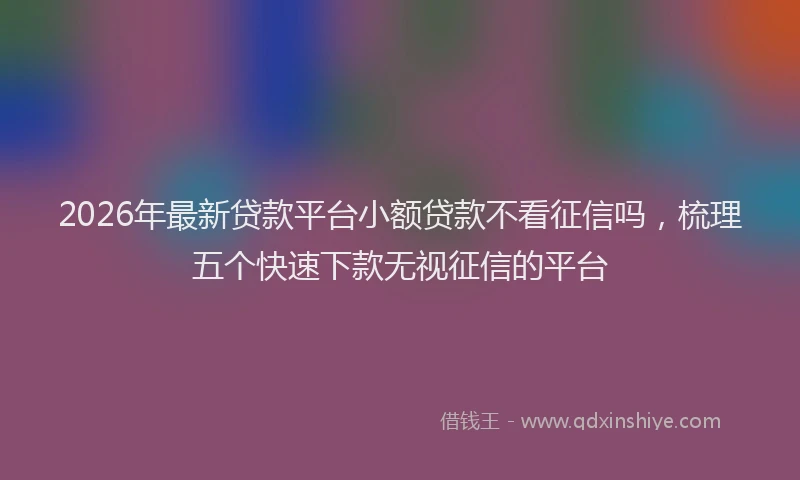2026年最新贷款平台小额贷款不看征信吗，梳理五个快速下款无视征信的平台