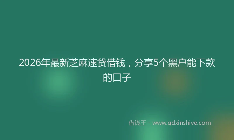 2026年最新芝麻速贷借钱，分享5个黑户能下款的口子