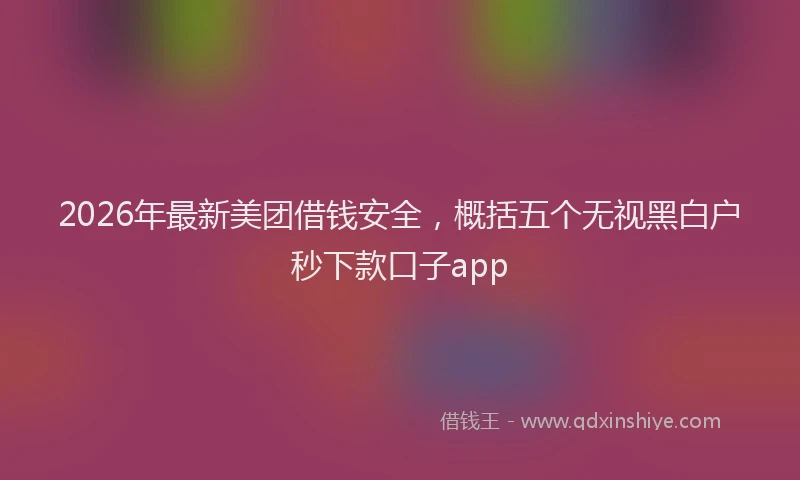 2026年最新美团借钱安全，概括五个无视黑白户秒下款口子app