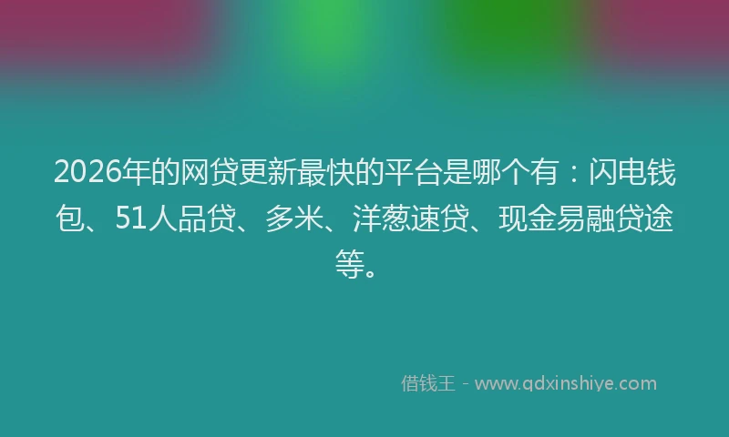 2026年的网贷更新最快的平台是哪个有：闪电钱包、51人品贷、多米、洋葱速贷、现金易融贷途等。