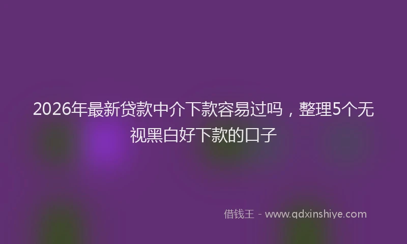 2026年最新贷款中介下款容易过吗，整理5个无视黑白好下款的口子
