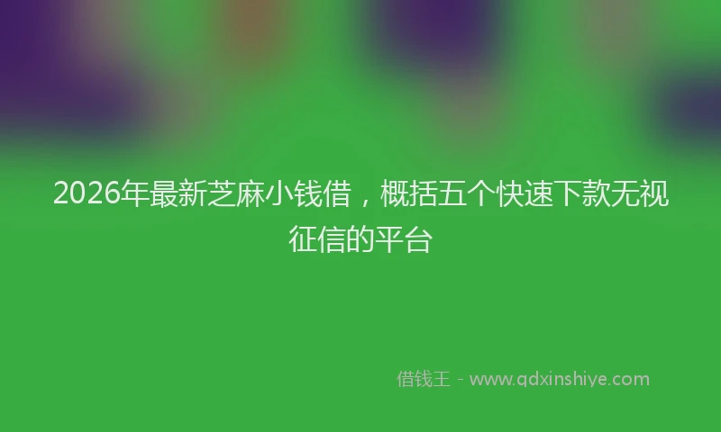 2026年最新芝麻小钱借，概括五个快速下款无视征信的平台