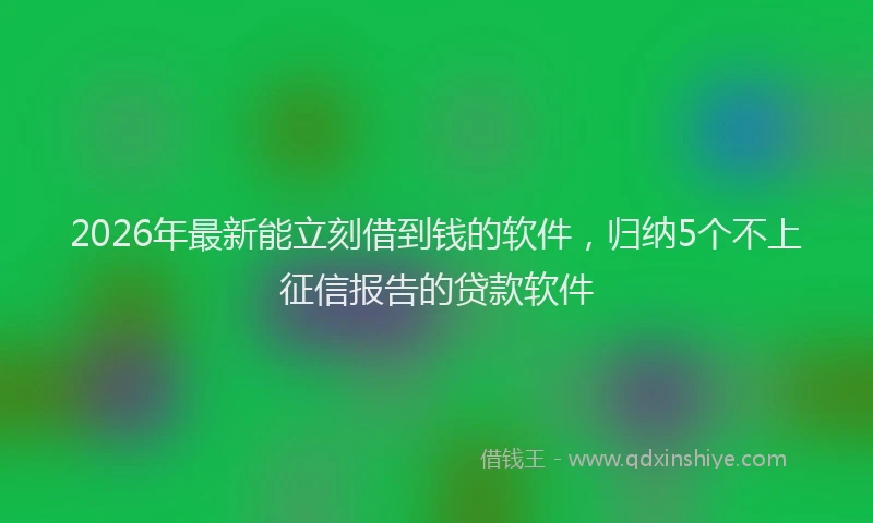 2026年最新能立刻借到钱的软件，归纳5个不上征信报告的贷款软件