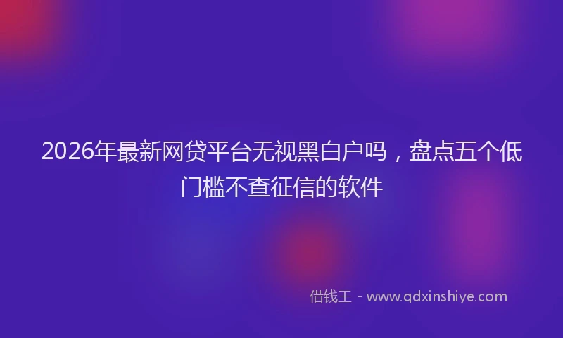 2026年最新网贷平台无视黑白户吗，盘点五个低门槛不查征信的软件