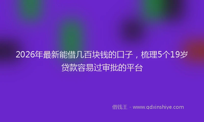 2026年最新能借几百块钱的口子，梳理5个19岁贷款容易过审批的平台