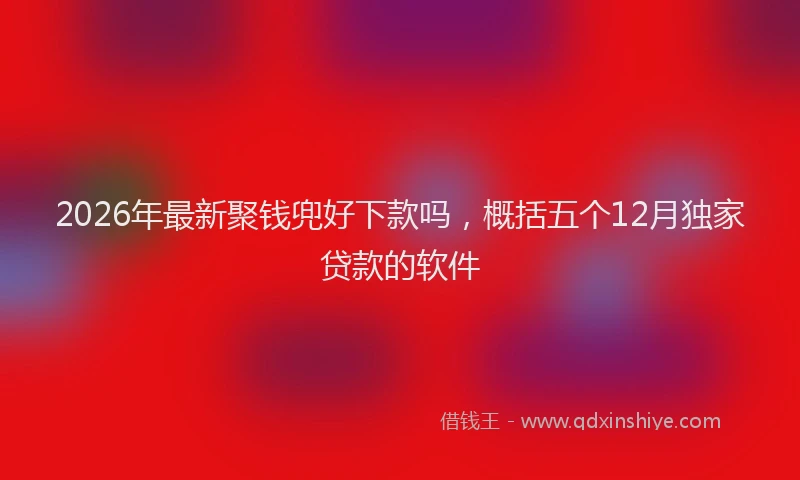 2026年最新聚钱兜好下款吗，概括五个12月独家贷款的软件