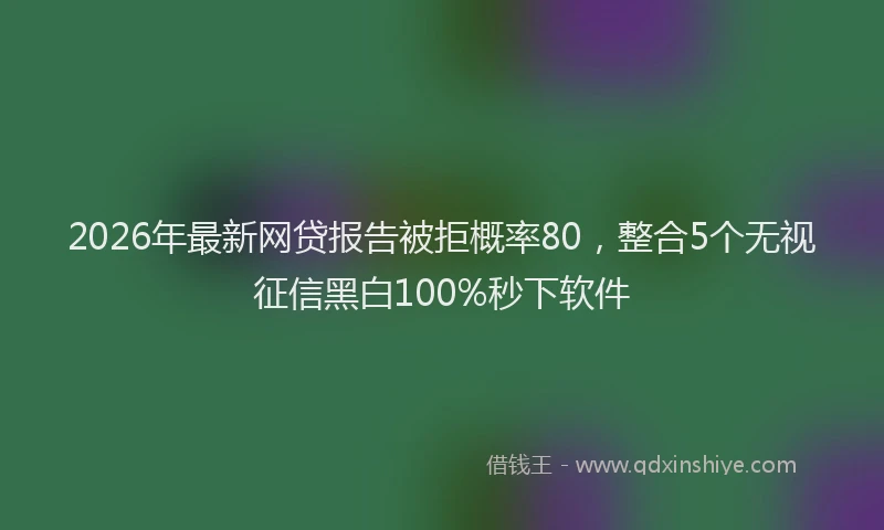 2026年最新网贷报告被拒概率80，整合5个无视征信黑白100%秒下软件