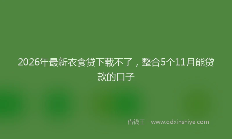 2026年最新衣食贷下载不了，整合5个11月能贷款的口子