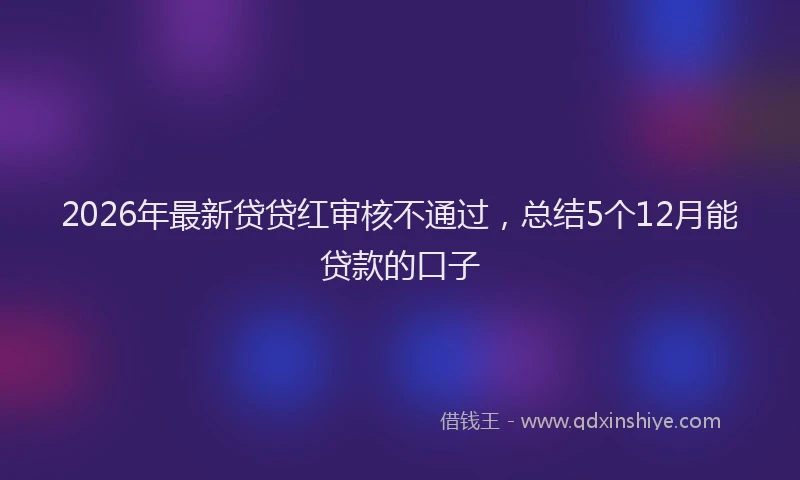 2026年最新贷贷红审核不通过，总结5个12月能贷款的口子