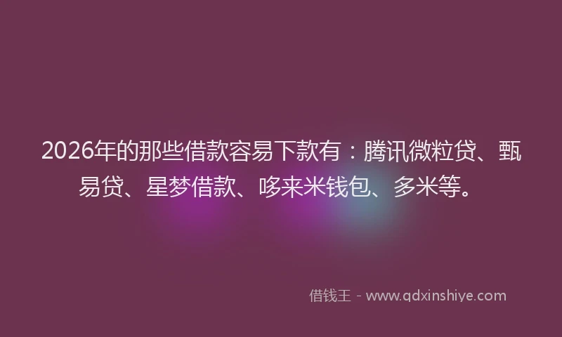 2026年的那些借款容易下款有：腾讯微粒贷、甄易贷、星梦借款、哆来米钱包、多米等。