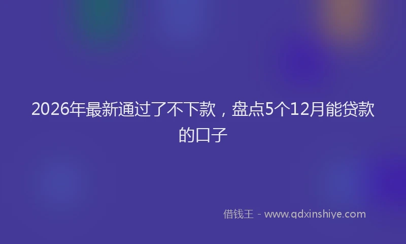 2026年最新通过了不下款，盘点5个12月能贷款的口子