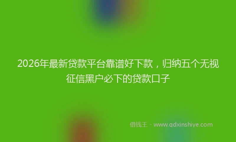 2026年最新贷款平台靠谱好下款，归纳五个无视征信黑户必下的贷款口子