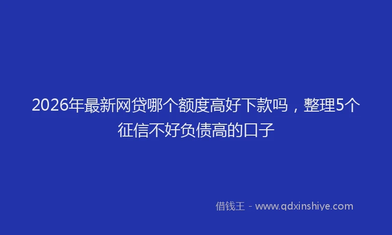 2026年最新网贷哪个额度高好下款吗，整理5个征信不好负债高的口子