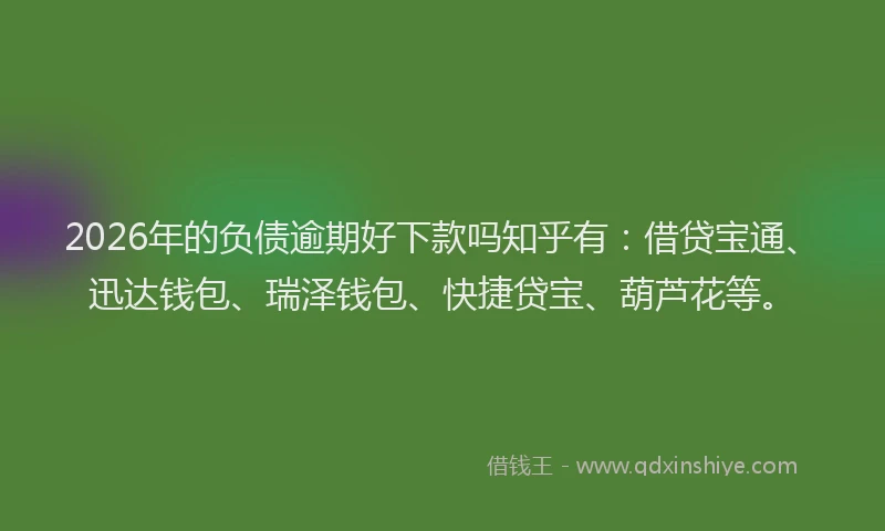 2026年的负债逾期好下款吗知乎有：借贷宝通、迅达钱包、瑞泽钱包、快捷贷宝、葫芦花等。
