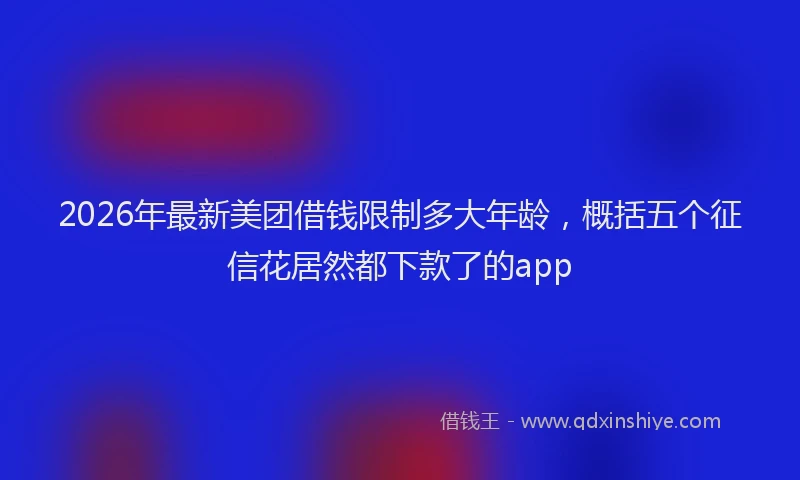 2026年最新美团借钱限制多大年龄，概括五个征信花居然都下款了的app