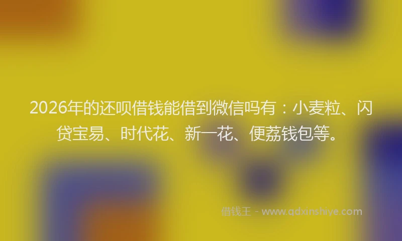 2026年的还呗借钱能借到微信吗有：小麦粒、闪贷宝易、时代花、新一花、便荔钱包等。