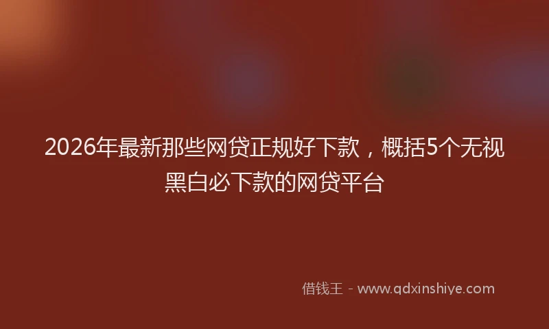 2026年最新那些网贷正规好下款，概括5个无视黑白必下款的网贷平台
