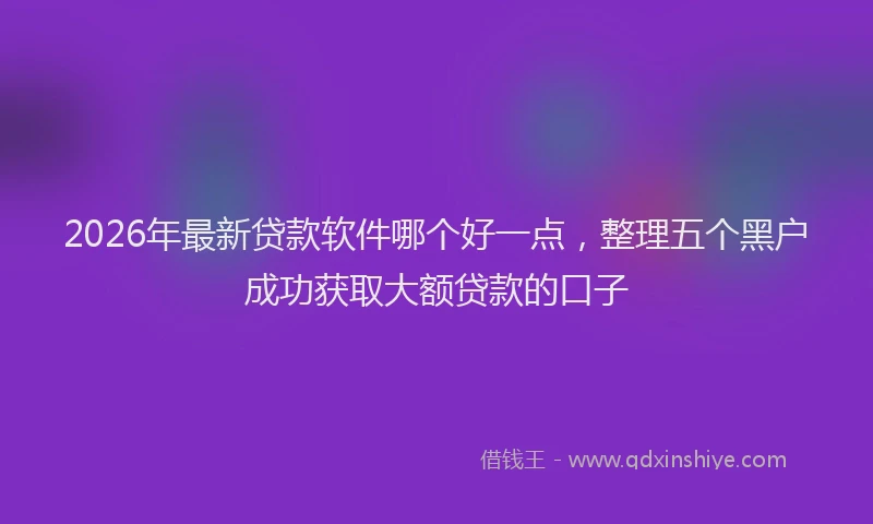 2026年最新贷款软件哪个好一点，整理五个黑户成功获取大额贷款的口子