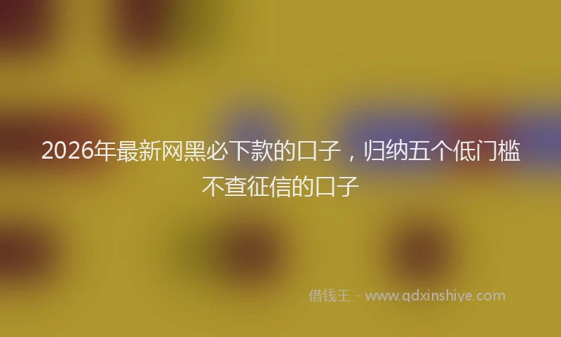 2026年最新网黑必下款的口子，归纳五个低门槛不查征信的口子