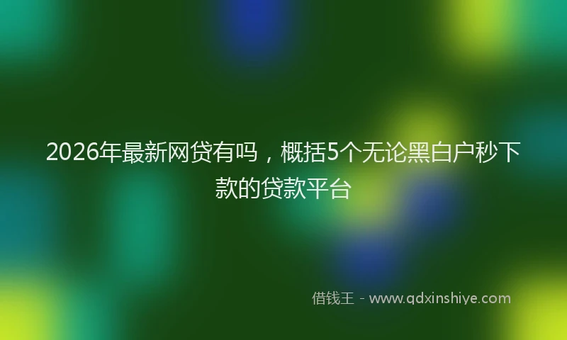 2026年最新网贷有吗，概括5个无论黑白户秒下款的贷款平台