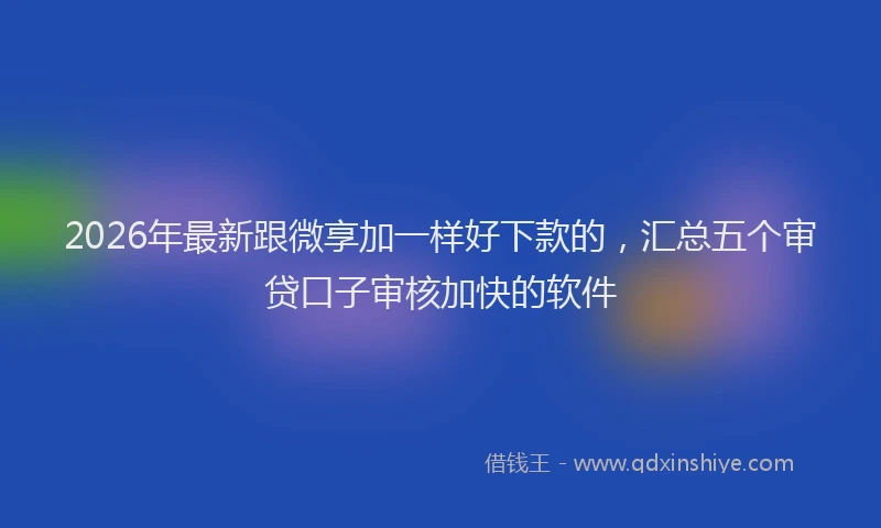 2026年最新跟微享加一样好下款的，汇总五个审贷口子审核加快的软件