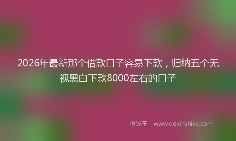 2026年最新那个借款口子容易下款，归纳五个无视黑白下款8000左右的口子