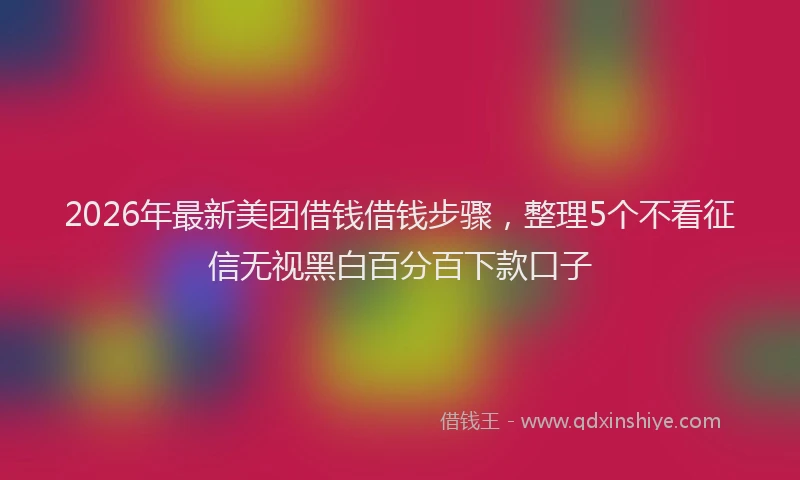 2026年最新美团借钱借钱步骤，整理5个不看征信无视黑白百分百下款口子