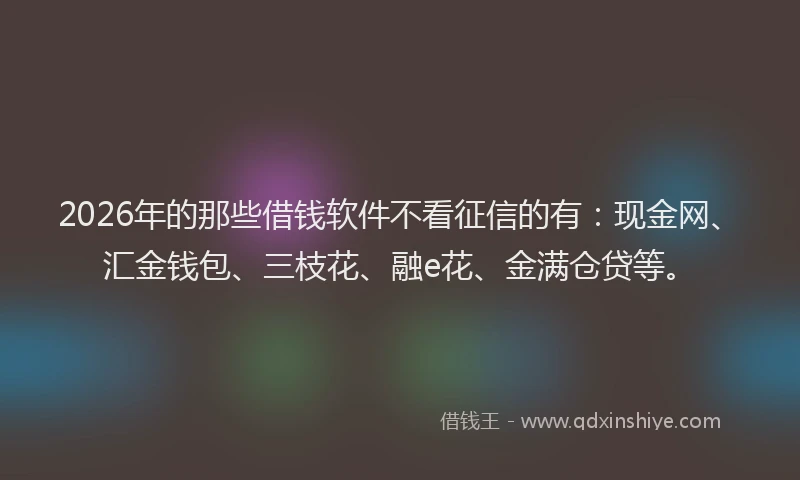 2026年的那些借钱软件不看征信的有：现金网、汇金钱包、三枝花、融e花、金满仓贷等。