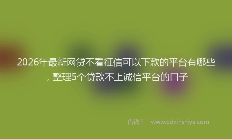2026年最新网贷不看征信可以下款的平台有哪些，整理5个贷款不上诚信平台的口子