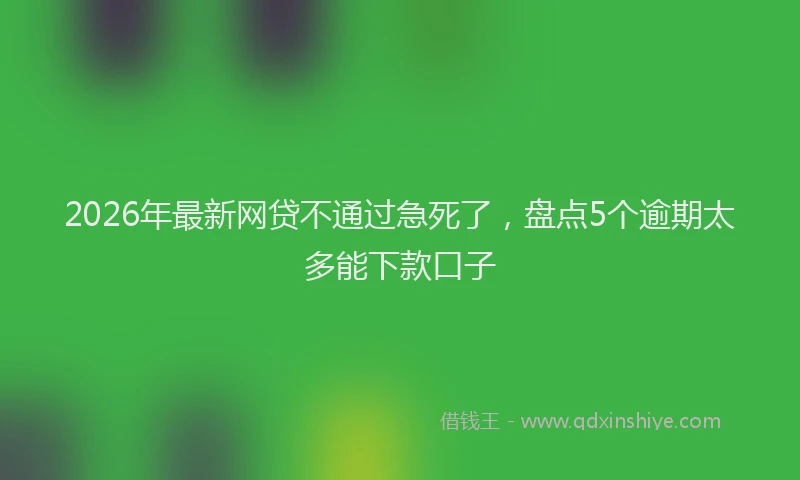 2026年最新网贷不通过急死了，盘点5个逾期太多能下款口子