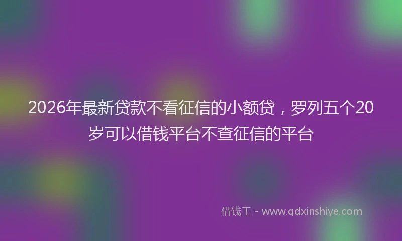 2026年最新贷款不看征信的小额贷，罗列五个20岁可以借钱平台不查征信的平台