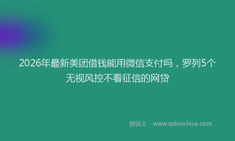 2026年最新美团借钱能用微信支付吗，罗列5个无视风控不看征信的网贷