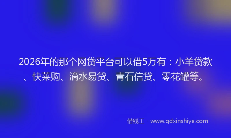 2026年的那个网贷平台可以借5万有：小羊贷款、快莱购、滴水易贷、青石信贷、零花罐等。