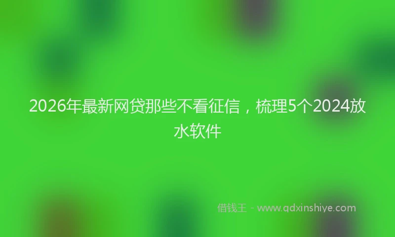 2026年最新网贷那些不看征信，梳理5个2024放水软件