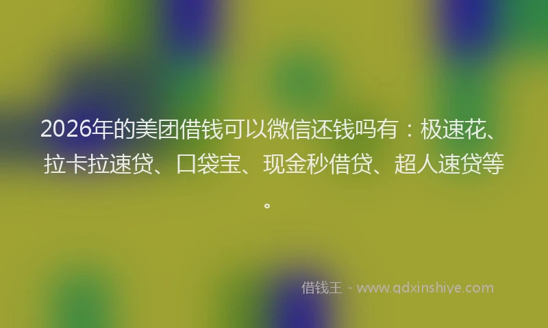 2026年的美团借钱可以微信还钱吗有：极速花、拉卡拉速贷、口袋宝、现金秒借贷、超人速贷等。