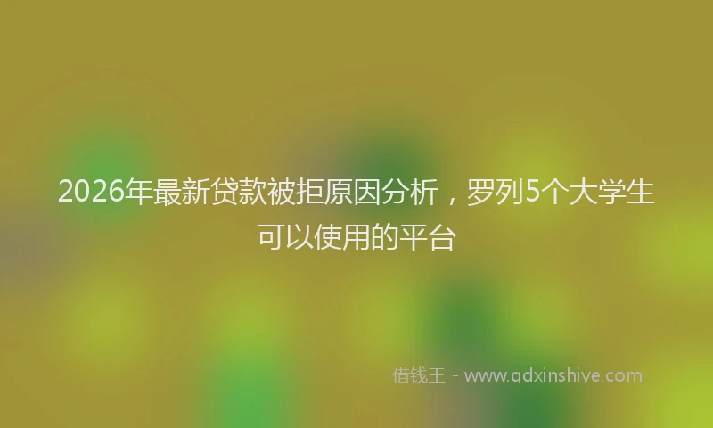 2026年最新贷款被拒原因分析，罗列5个大学生可以使用的平台