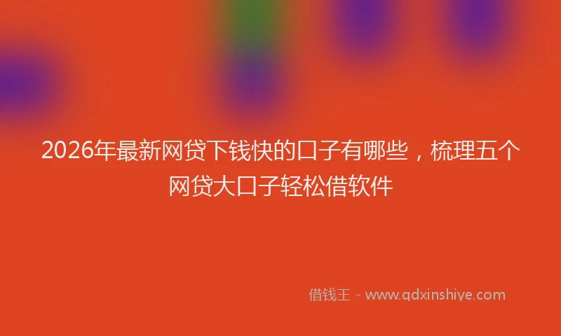 2026年最新网贷下钱快的口子有哪些，梳理五个网贷大口子轻松借软件