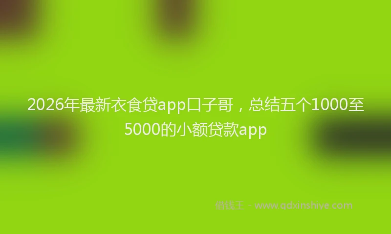 2026年最新衣食贷app口子哥，总结五个1000至5000的小额贷款app