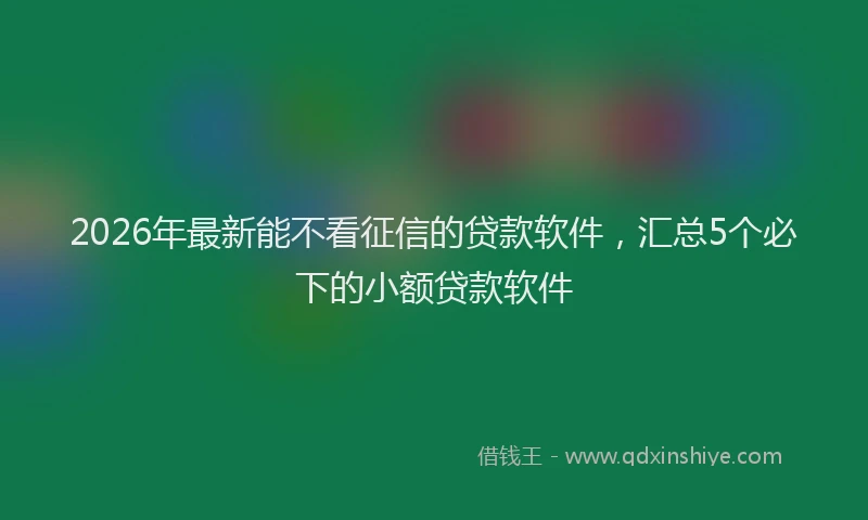 2026年最新能不看征信的贷款软件，汇总5个必下的小额贷款软件
