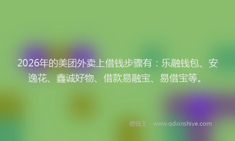 2026年的美团外卖上借钱步骤有：乐融钱包、安逸花、鑫诚好物、借款易融宝、易借宝等。