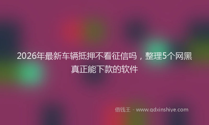 2026年最新车辆抵押不看征信吗，整理5个网黑真正能下款的软件