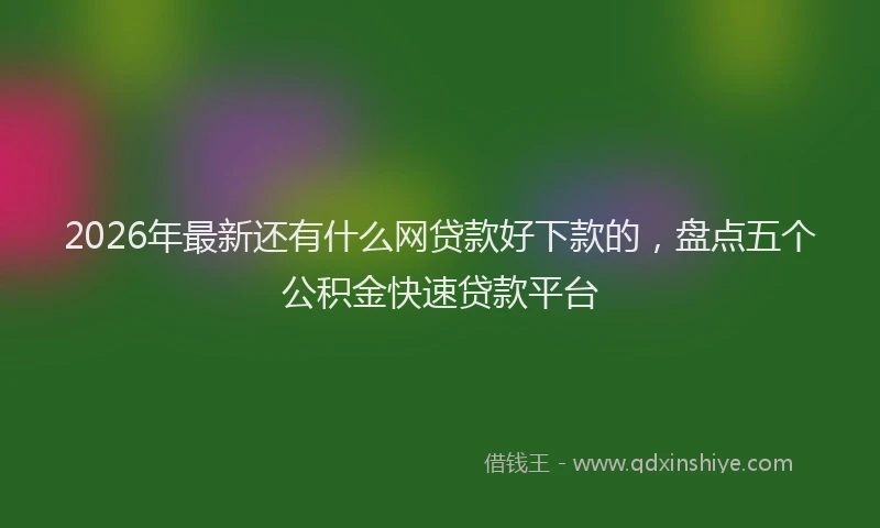 2026年最新还有什么网贷款好下款的，盘点五个公积金快速贷款平台