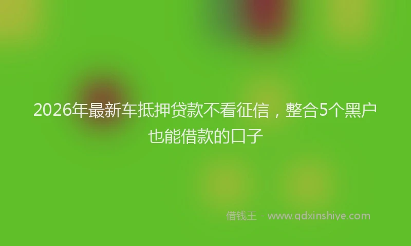 2026年最新车抵押贷款不看征信，整合5个黑户也能借款的口子