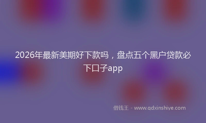2026年最新美期好下款吗，盘点五个黑户贷款必下口子app