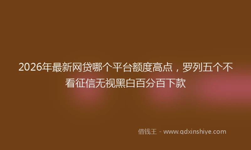 2026年最新网贷哪个平台额度高点，罗列五个不看征信无视黑白百分百下款
