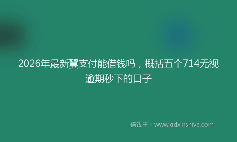 2026年最新翼支付能借钱吗，概括五个714无视逾期秒下的口子