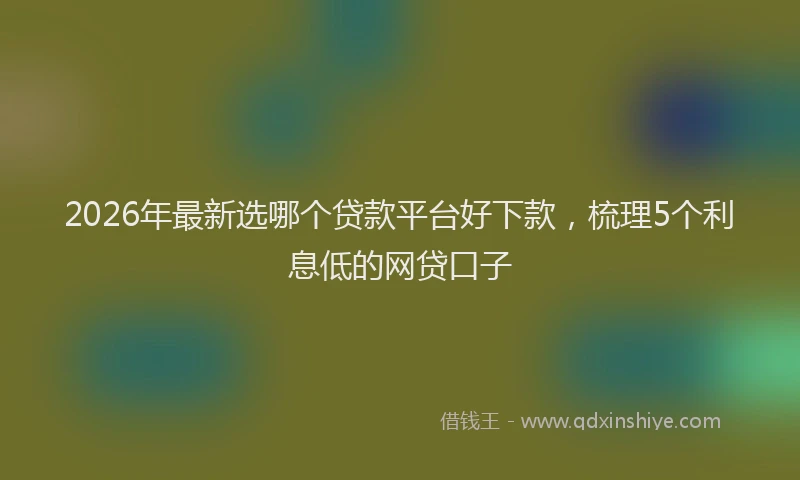 2026年最新选哪个贷款平台好下款，梳理5个利息低的网贷口子