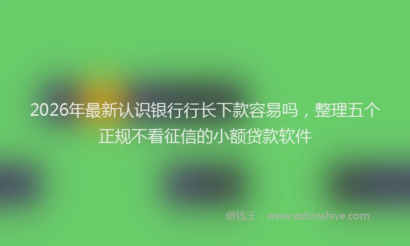 2026年最新认识银行行长下款容易吗，整理五个正规不看征信的小额贷款软件