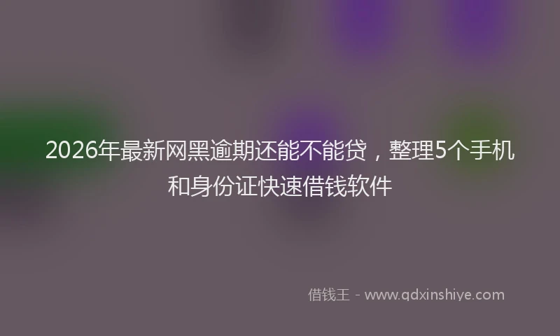 2026年最新网黑逾期还能不能贷，整理5个手机和身份证快速借钱软件